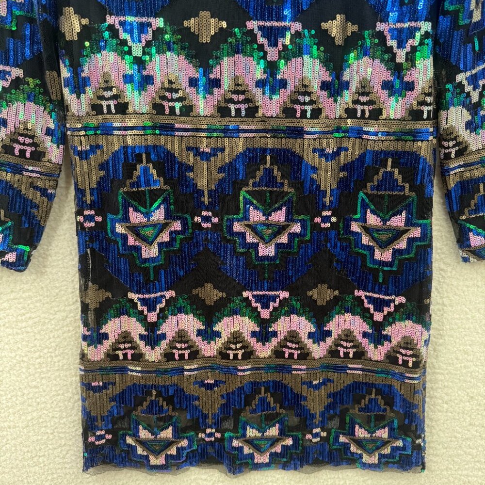 Zara Blue Multi-Color Patterned Mini Dress - Picture 6 of 14